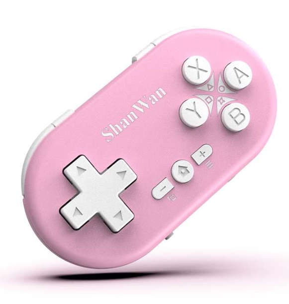ShanWan Bluetooth Gamepad Keychain Sized Mini Controller for Switch, Windows, Android, iOS & PS4（pink ）