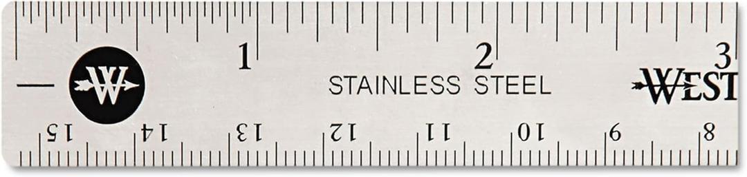 Westcott Stainless Steel Office Ruler With Non Slip Cork Base, 6"