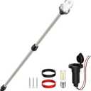 Stern Light Boat Anchor Light, 26"-48" Telescoping Pole Boat Lights with Base, Marine Navigation Lights for Boats LED, for Pontoon, Fishing, Bass & Jon Boats, 1224V (Silver)