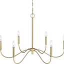 6-Light Gold Chandelier, Modern Gold Pendant Light, Adjustable Height Farmhouse Chandelier, Ceiling Light Fixture for Dining Room Bedroom Foyer Living Room Kitchen Island