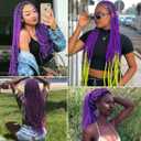 Purple Braiding Hair 24 Inch Long Pre Stretched Hair Straight Yaki Texture Synthetic Hair Extensions Softness, 2 Packs