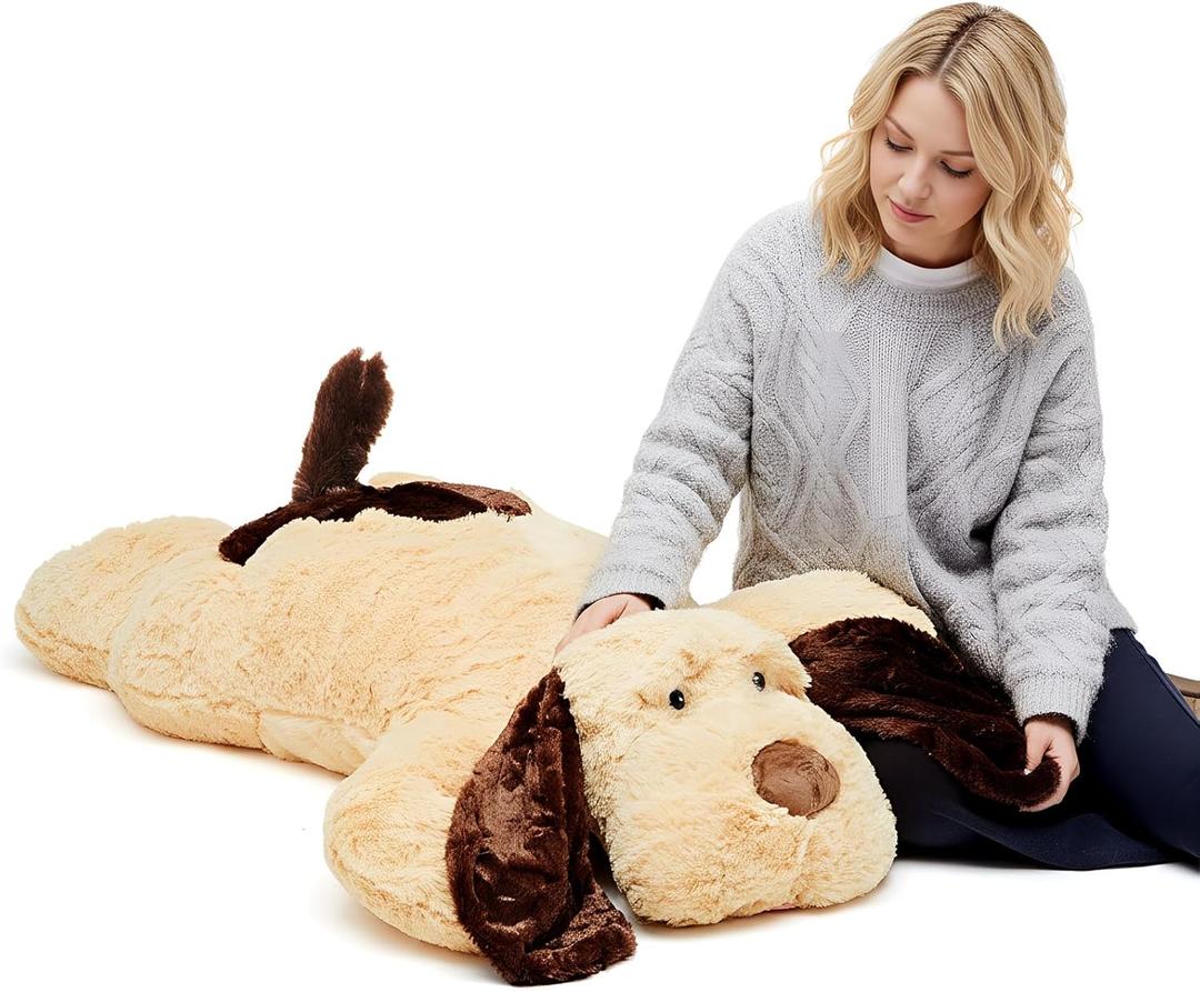 Juexica Giant Dog Stuffed Animal, 48 Inch Large Stuffed Dog Plush Body Puppy Pillow for Birthday Party Gift Supplies, Light Brown