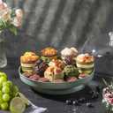 2-In-1 Cake Stand&Charcuterie Board with LidMetal Cake Holder With Acrylic Dome11.2 Large Dessert Display Stand for Cakes&CheesePieChips & DipsFooted Cake Serving Platter with Dome Cover (Cream Green)