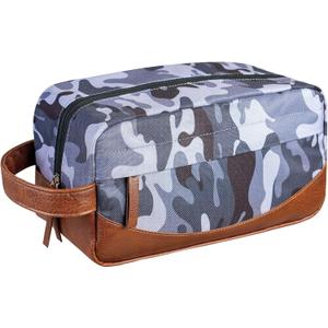 Travel Toiletry Bag for Men, Hanging Toiletry Organizer, Water Resistant Shaving Kit with Large Capacity for Travel Accessories (Camo-Gey, Medium)
