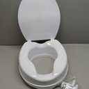 Raised Toilet Seat with Lid for Elderly, 4" High Toilet Seat for Elongated or Standard Commode, Raised Toilet Seat for Seniors, Handicap Toilet Seat Riser with Cover