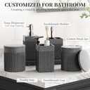 6-Piece Bathroom Set Grey - Stone Textured Resin Bathroom Organizer with Soap Dispenser, Toothbrush Holder, Vanity Tray, Tumbler & Cotton Swab Jars for Small Spaces