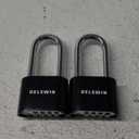DELSWIN Combination Lock Outdoor Padlock - Weatherproof Extended 2-1/2 in. Long Shackle Combination Padlock for Gate, Shed, Trailers, and Sports Lockers(Black,2Pcs) (2 Pieces, Charcoal Black)
