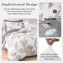 ALEISSEL Natural Cotton 3pcs Floral Comforter Sets King Size-Gray Comforter with Luxurious Brown Branches and Taupe & Gray Leaves on White, Reversible Lightweight Bedding Sets(King 104"90")