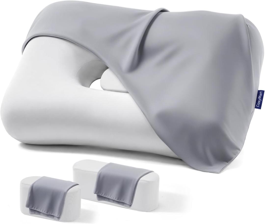 Ice Silk Cooling Pillowcase, Super Soft Polyester Spandex Pillow Cover, Single Pack, Custom Fit for CosyMart Side Sleeper Pillow, Ultra-Smooth with Less Drag for Fewer Sleep Creases (Gray), Body