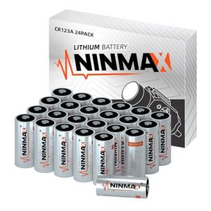 NINMAX® CR123A 3V Lithium Battery 24 Pack, No.1 1700mAh 3 Volt High Power 123A Lithium Batteries for High-Intensity Flashlights, Home Safety and Security, and More