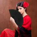 ROBOHOOK Hand Fan Foldable,3pcs Large Hand Fans for Dance,Folding Hand for Men/Women Wedding Party Gifts Performance Dance Home Decoration (Black)