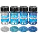 PIXGLITTER 4 Colors Fine Glitter Powder, Craft Glitter Powder Shake Jar for Resin Jewelry Art Crafts Making, Cosmetic Glitter for Nail Body Hair 1.5oz/ Bottle (Silver+3 Blue)