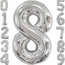 Silver 8 Balloon,40 Inch Number 8 Balloon,8 Birthday Balloon Decorations,Helium Silver 8 Balloon Number for Birthday Party Decorations