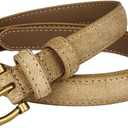 Adjustable Thin Belts for Women, 0.78" Fashion Ladies Suede Leather Belt with Gold Buckle