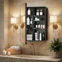 Bathroom Medicine Cabinet with Mirror, 20x30 Inch Recessed or Surface Mount Wall Organizer, Fits Tall Bottles, 6 Adjustable Glass Shelves, Soft Close DTC Hinges, Matte Black, Pre-Assembled