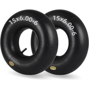 GICOOL 15x6.00-6 Inner Tube(2-Pack), Replacement Lawn Mower Tire Tubes, Heavy-Duty Inner Tube with TR-13 Valve Stem - for Ride-on Mower, Yard Trailers, Tractors, Go Karts, Golf Carts, ATVs and More