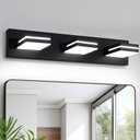 OKELI Bathroom Light Fixtures Black Modern 3-Lights Vanity Light Over Mirror LED Dimmable 350 Adjustable Lamp Head 24W 6000K Cool White ETL Listed 24 Inch