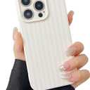 2 x Compatible with iPhone 15 Pro Max Case Cute Aesthetic Striped Phone Case for Girls Women,Soft Silicone Shockproof Protective Designed for iPhone 15 Pro Max Case -White