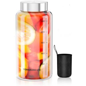 TONGRANGLIFE 27oz/800ml Big Capacity Glass Juice Bottles with Lid–Glass Shaker Bottle for Protein Mixes,Water Bottle&Leakproof for Smoothies,Dry Foods,Travel Glass Bottles,Mason Jars(1 Pieces)