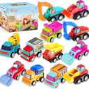 Car Toys for Ages 3-5 Kids, 12pcs Pull Back Cars Truck Vehicles Set for Boys Girls, Mini Assorted Construction Vehicle Toy Party Favors, Potty Training Reward for Kids