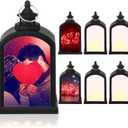 Baquler 6 Pcs Valentine's Day Candle Lanterns Sublimation Candle Lantern Mini Blank LED Hanging Lantern for Valentines Gifts Home Indoor Outdoor Decor Craft(Black)