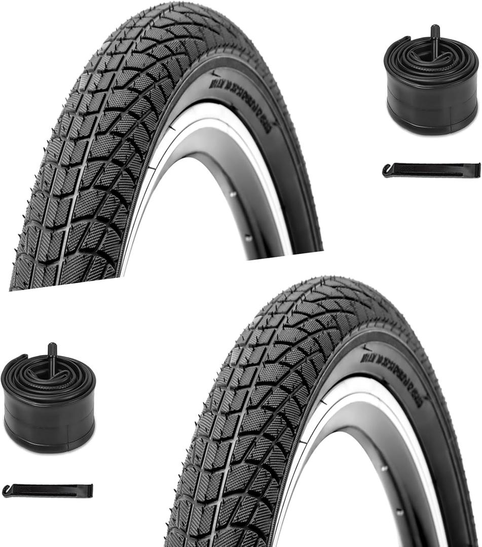 2-Pack 16/20 Kids Bike Tire, 161.95/202.125 inch BMX Heavy Duty Bike Tire, Puncture-Resistant Bicycle Tire, 16"/20" Inner Tubes Schrader Valve, Compatible with Child, Tricycle, Cruiser Bike