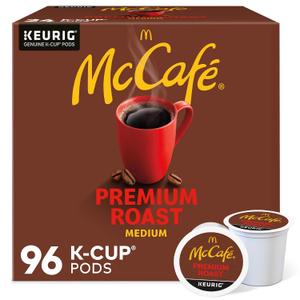 McCafe Premium Roast Coffee, Keurig Single Serve K-Cup Pods, Medium Roast, 96 Count (EXP 08/02/27)