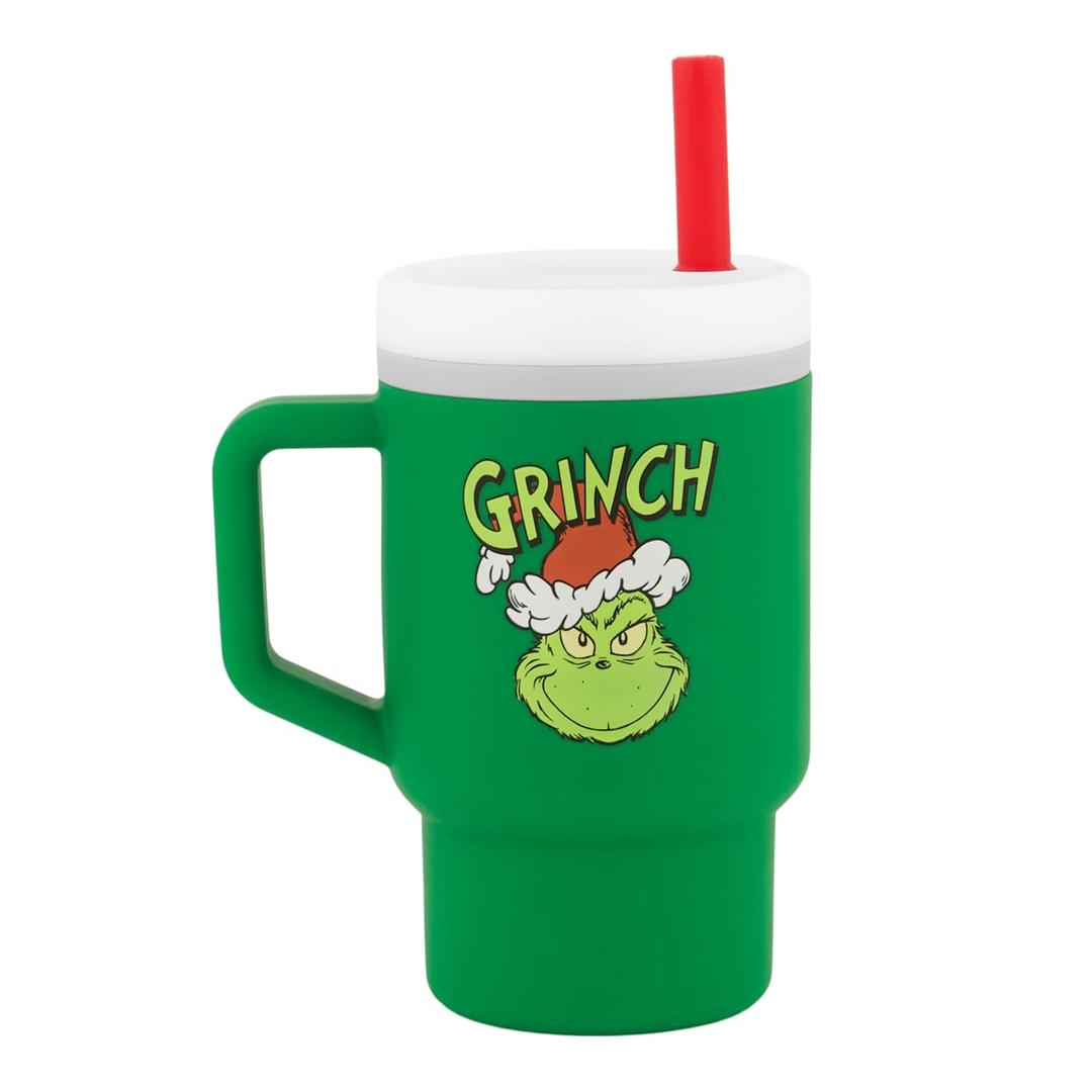 Infantino My 1st Tumbler, Silicone Sippy Cup with Straw & Handle, Spill-Resistant Baby Cup for On-the-Go, BPA-Free Transition Bottle, Grinch Green (9 Ounces)