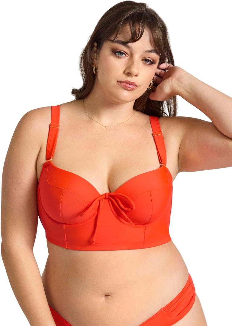 Smart & Sexy Women's Swimwear Lightly Lined Underwire Bikini Top (36D, Lava)