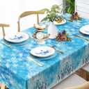 2 x 3Pcs Snowflake Tablecloth Plastic Disposable Winter Wonderland Snow Table Cover for Christmas Winter Holiday Birthday Decorations, 86.6 x 51.2 inch