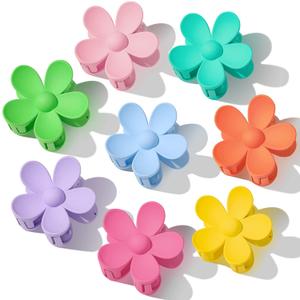 Flower Hair Clips 8PCS, Large Claw Clips for Women Girls Thick Thin Hair, Strong Hold Nonslip Big Dasiy Jaw Clamps Matte Hair Accessories 8 Colors (APink, Rose red, Purple, Yellow, Orange, Blue, Peacock blue, Green)