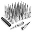 32PCS 14X1.5 Spike lug nut 4.4" Tall-Chevy Silverado 8Lug, M14x1.5 Electroplated Wheel Spike Lug Nut For Suburban GMC Sierra Yukon Ford F250 F350 RAM 2500 3500 Aftermarket Wheel,One Piece Anti-Rusting