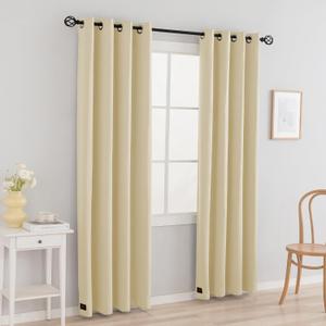 2 Panels Room Darkening Flame Retardant Curtains, Meet NFPA701 Test - Fire Resistant Curtains Thermal Insulated Privacy Curtains (2 Panels, Beige, 52 X 84 in)