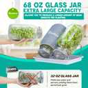 [LARGE SIZE] 2000ml(68oz) Seed Sprouting Mason Jar Kit with Stand,Drain Tray, Screen Lids,Blackout Sleeves,Good Ventilation & Drainage Capacity,Growing Fresh Organic Mung Beans,Broccoli & Microgreens