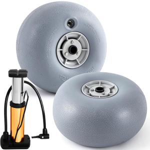 Lenwen 2 Pack PU Beach Balloon Wheels Beach Cart Tires Replacement Big Sand Wheels with 1 Air Pump for Kayak Canoe Cart Rolling Walker Wheelchair and Boat