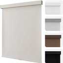 Joydeco 100% Blackout Roller Shades Cordless Blinds for Windows, Free-Stop Shades, UV Protection, Natural Woven Blinds for Home and Office, Light-Proof Aluminum Cover (34" W x 75" H, Beige)