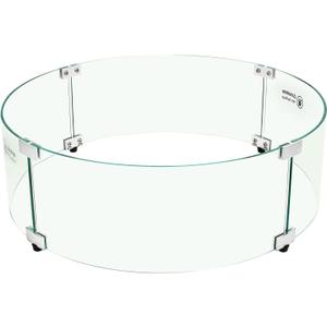 Apromise Fire Pit Wind Guard - 23" x 7" Fire Pit Glass Wind Guard for Round Fire Pit Table | 1/5-Inch Thickness Tempered Glass & Hard Aluminum Corner Brackets
