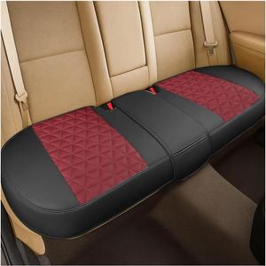 Leather Car Seat Cover, Vehicle Rear Bottom Seat Protector Pad, Full Surrounded Waterproof Auto Seat Protective Cushion, Universal FitBlack/Red
