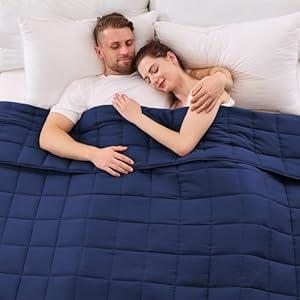 yescool King Size Weighted Blanket for Adults (30 lbs, 80” x 87”, Blue) Cooling Heavy Blanket for Sleeping Perfect for 290-310 lbs, Breathable Blanket for Adults & Couple All Season, Machine Washable