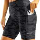 Padded Bike Shorts for Women High Waisted 4D Padding Cycling Bicycle Road Biking Shorts with Pockets (XX-Large, Camo Black)