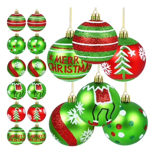 12pcs 2.4 Inch Christmas Ball Ornaments Glittering Red and Green Swirl Candy Cane Elf Balls for Christmas Tree Decorations, Plastic Hanging Pendants for Home Indoor Holiday Party Decor
