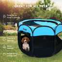 Goozii Dog Playpen for Large Dogs Portable Collapsible, Indoor Outdoor Cat Pet Puppy Exercise Play Pen Tent Crate Cage with Zipper Door Top Cover Floor for Camping (Large Size, Blue)