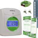 uPunch HN1500 Starter Time Clock Bundle for Small Business: Employee Punch Clock System with 100 Time Cards, Card Rack, and Ribbon