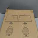 Hamucd Coastal Glass Table Lamps Set of 2, 3-Way Dimmable Touch Control Nautical Lamp with USB A+C Ports,Bedside Lamps Beach Decor, Modern Nightstand Lamps with 2 LED Bulbs for Bedroom Living Room