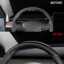 JSWAN Real Carbon Fiber Steering Wheel Cover for Tesla Model 3 2017 to 2023 Model Y 2020 to 2024 Steering Wheel Trim Cover Steering Wheel Wrap Protector Interior Accessories (Matte Black Upper Part)