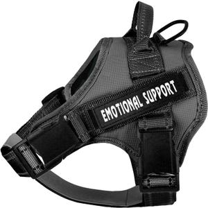 voopet Service Dog Harness, Emotional Support Pet Vest Harness, Reflective Breathable and Adjustable No-Pull ESA Dog Harness for Small Medium Large Dogs (with 4 PCS Removeable Tags) (Small (Pack of 1), Black)