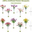 Alupssuc 24 Bundles Artificial Flowers for Outdoors Decoration, UV Resistant Silk Faux Daisy Flora Spring Fake Plastic Plants Greenery for Outside Indoor Yard Home Porch Window Box Decor, Mix 5 Colors