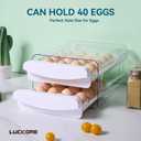 Luckore Egg Container Holders Dispenser for Refrigerator 40 Eggs, 2 Tier Clear Stackable Holder Tray with Drawer for Fridge, Storage Container with Handles for Refrigerator, Countertop