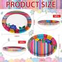 100Pcs Mexican Fiesta Party Plates 10" x 12" Large Disposable 400 GSM Heavy Duty Mexican Floral Stripes Oval Paper Plates Cinco De Mayo Decorations for Baby Shower Mexico Taco Party Supplies