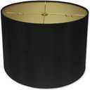 Royal Designs, Inc. HB-610-12BLK/GL Shallow Drum Hardback Lamp Shade, 11 x 12 x 8.5, Black with Gold